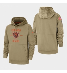 Mens Chicago Bears Tan 2019 Salute to Service Sideline Therma Pullover Hoodie