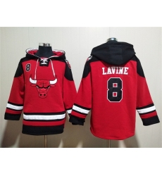 Men Chicago Bulls 8 Zach LaVine Red Black Ageless Must Have Lace Up Pullover Hoodie