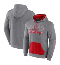 Men Chicago Bulls Heathered Gray Off The Bench Color Block Pullover Hoodie
