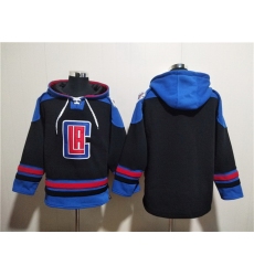 Men Los Angeles Clippers Blank Black Blue Lace Up Pullover Hoodie