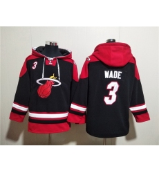 Men Miami Heat 3 Dwyane Wade Black Ageless Must Have Lace Up Pullover Hoodie