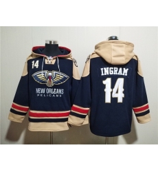 Men New Orleans Pelicans 14 Brandon Ingram Navy Ageless Must Have Lace Up Pullover Hoodie