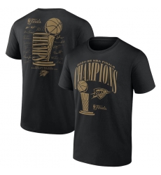 Men Oklahoma City Thunder Black 2025 Finals Champions Double Dribble Roster Trophy T Shirt Men Oklahoma City Thunder Black 2025 Finals Champions Double Dribble Roster Trophy T Shirt