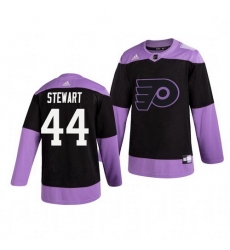 Flyers 44 Chris Stewart Black Purple Hockey Fights Cancer Adidas Jersey