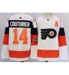 Men Philadelphia Flyers 14 Sean Couturier White 2023 2024 Stadium Series Stitched Jersey