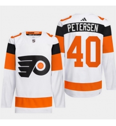 Men Philadelphia Flyers 40 Cal Petersen White 2024 Stadium Series Stitched Jersey
