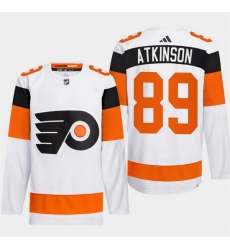 Men Philadelphia Flyers 89 Cam Atkinson White 2024 Stadium Series Stitched Jersey
