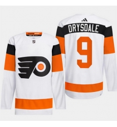 Men Philadelphia Flyers 9 Jamie Drysdale White 2024 Stadium Series Stitched Jersey