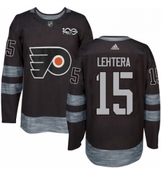 Mens Adidas Philadelphia Flyers 15 Jori Lehtera Premier Black 1917 2017 100th Anniversary NHL Jersey 