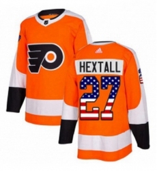 Mens Adidas Philadelphia Flyers 27 Ron Hextall Authentic Orange USA Flag Fashion NHL Jersey 