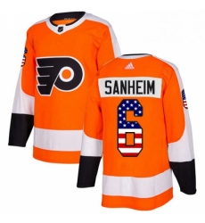 Mens Adidas Philadelphia Flyers 6 Travis Sanheim Authentic Orange USA Flag Fashion NHL Jersey 