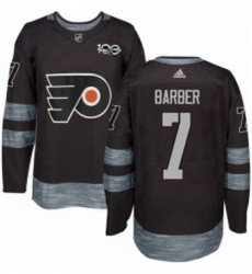 Mens Adidas Philadelphia Flyers 7 Bill Barber Premier Black 1917 2017 100th Anniversary NHL Jersey 