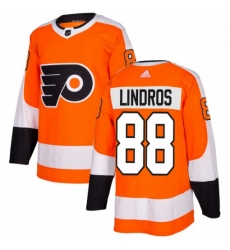 Mens Adidas Philadelphia Flyers 88 Eric Lindros Authentic Orange Home NHL Jersey 