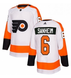 Womens Adidas Philadelphia Flyers 6 Travis Sanheim Authentic White Away NHL Jersey 