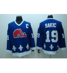 Nordiques #19 Joe Sakic Stitched CCM Throwback Blue NHL Jersey