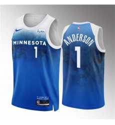Men Minnesota Timberwolves 1 Kyle Anderson Blue 2023 24 City Edition Stitched Jersey