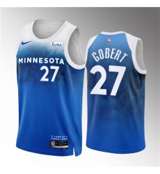 Men Minnesota Timberwolves 27 Rudy Gobert Blue 2023 24 City Edition Stitched Jersey