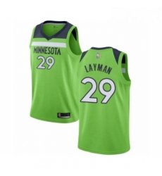 Mens Minnesota Timberwolves 29 Jake Layman Authentic Green Basketball Jersey Statement Edition 