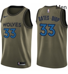 Mens Nike Minnesota Timberwolves 33 Keita Bates Diop Swingman Green Salute to Service NBA Jersey 