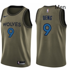 Mens Nike Minnesota Timberwolves 9 Luol Deng Swingman Green Salute to Service NBA Jersey 