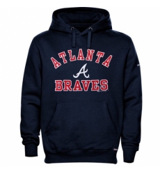 Men MLB Atlanta Braves Stitches Fastball Fleece Pullover Hoodie Navy Blue