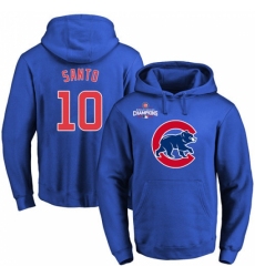 MLB Men Chicago Cubs 10 Ron Santo Royal Team Color Primary Logo Pullover Hoodie