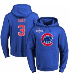 MLB Men Chicago Cubs 3 David Ross Royal Team Color Primary Logo Pullover Hoodie