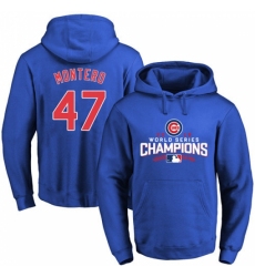 MLB Men Chicago Cubs 47 Miguel Montero Royal 2016 World Series Champions Walk Pullover Hoodie