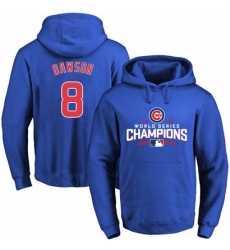 MLB Men Chicago Cubs 8 Andre Dawson Royal 2016 World Series Champions Walk Pullover Hoodie