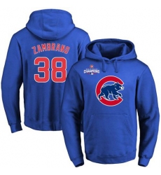 Men Chicago Cubs 38 Carlos Zambrano Blue 2016 World Series Champions Primary Logo Pullover MLB Hoodie