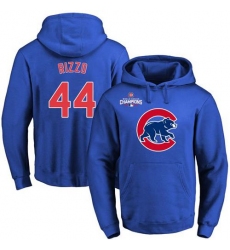 Men Chicago Cubs 44 Anthony Rizzo Blue 2016 World Series Champions Primary Logo Pullover MLB Hoodie