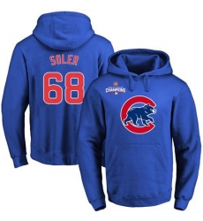Men Chicago Cubs 68 Jorge Soler Blue 2016 World Series Champions Primary Logo Pullover MLB Hoodie