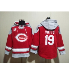 Men Cincinnati Reds 19 Joey Votto Red Ageless Must Have Lace Up Pullover Hoodie