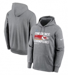 Men Kansas City Chiefs Heather Gray 2022 AFC Champions Locker Room Trophy Collection Pullover Hoodie