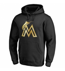 Men MLB Miami Marlins Gold Collection Pullover Hoodie Black