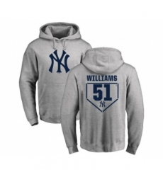 Men MLB Nike New York Yankees 51 Bernie Williams Gray RBI Pullover Hoodie