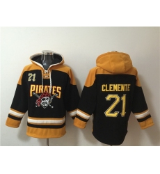 Men Pittsburgh Pirates 21 Roberto Clemente Ageless Must Have Lace Up Pullover Hoodie