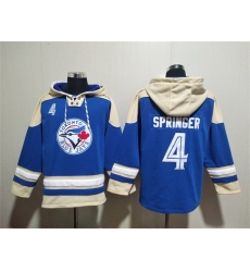 Men Toronto Blue Jays 4 George Springer Royal Ageless Must Have Lace Up Pullover Hoodie