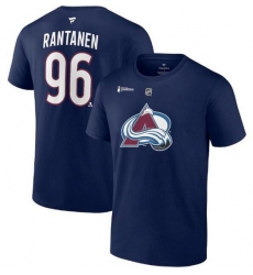 Men Colorado Avalanche 96 Mikko Rantanen Navy 2022 Stanley Cup Champions Authentic Stack Name  26 Number T Shirt