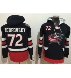 Men Columbus Blue Jackets 72 Sergei Bobrovsky Navy Blue Name  26 Number Pullover NHL Hoodie