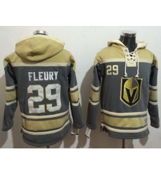 Men Vegas Golden Knights 29 Marc Andre Fleury Grey Gold Name  26 Number Pullover NHL Hoodie