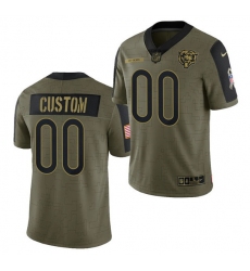 Men Women Youth Toddler  Chicago Bears ACTIVE PLAYER Custom 2021 Olive Salute To Service Limited Stitched Jersey