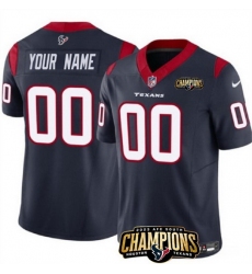 Men Houston Texans Active Player Custom Navy 2023 F U S E  AFC South Champions Patch Vapor Limited Stitched Football Jersey