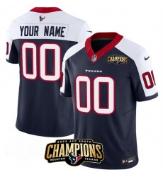 Men Houston Texans Active Player Custom Navy White 2023 F U S E  AFC South Champions Patch Limited Stitched Football Jersey