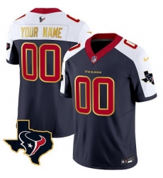 Men Houston Texans Active Player Custom Navy White 2023 F U S E  With Team Logo Patch Limited Stitched Football Jersey