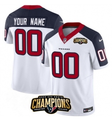 Men Houston Texans Active Player Custom White Navy 2023 F U S E  AFC South Champions Patch Limited Stitched Football Jersey