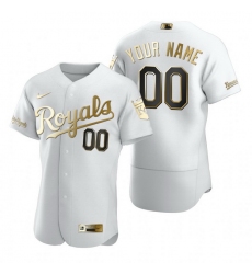 Men Women Youth Toddler All Size Kansas City Royals Custom Nike White Stitched MLB Flex Base Golden Edition Jersey