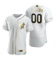 Men Women Youth Toddler All Size New York Yankees Custom Nike White Stitched MLB Flex Base Golden Edition Jersey