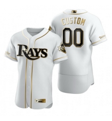 Men Women Youth Toddler All Size Tampa Bay Rays Custom Nike White Stitched MLB Flex Base Golden Edition Jersey