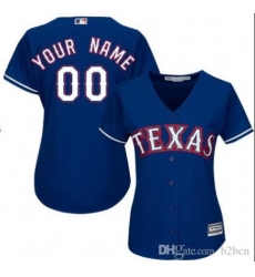 Men Women Youth All Size Texas Rangers Cool Base Custom Jersey Blue